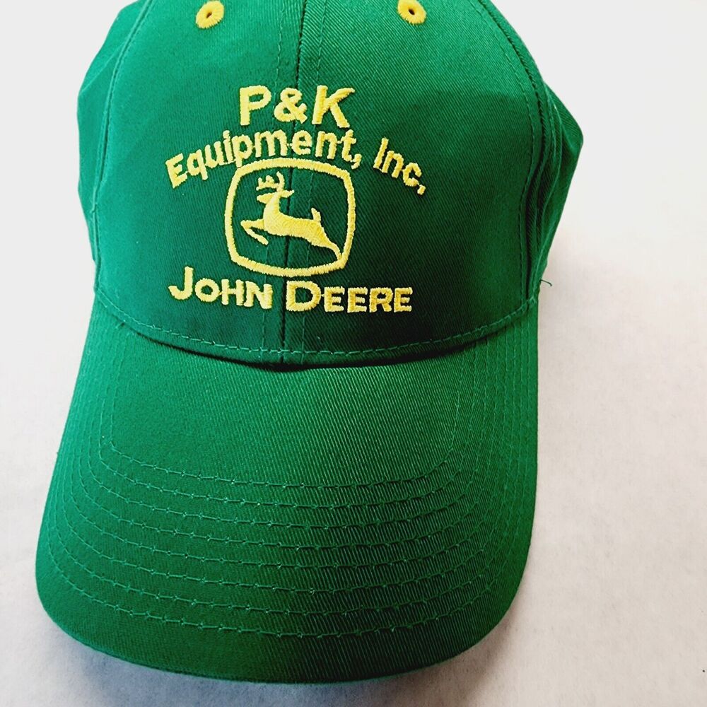 Vintage John Deere All Cloth Trucker Hat Cap Embroidered Adjustable back Green